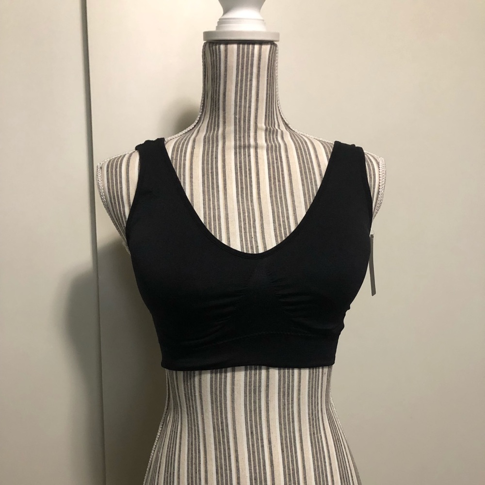 Black bra with built in pads one size fits all